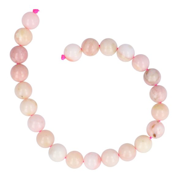 Rózsaszín opál alapanyagszál, golyós, 8 mm, kb. 19 cm