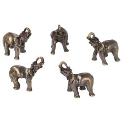 Elefánt medál, antik, 20x17 mm  (5 db)