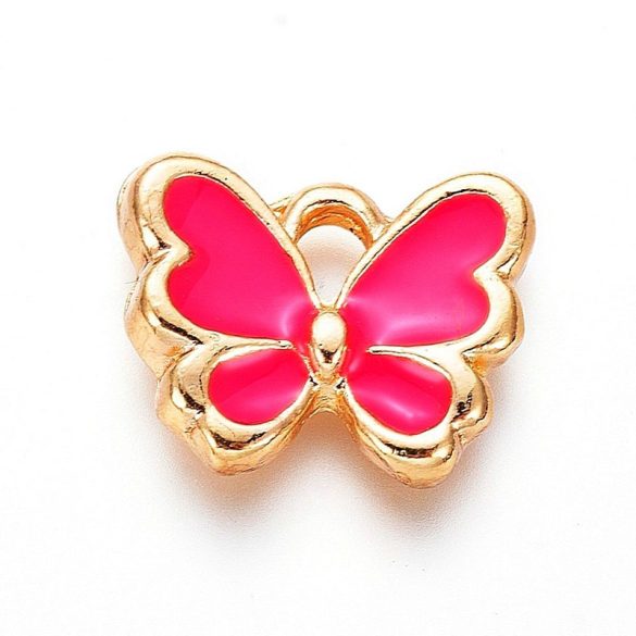 Pillangó, pink-arany, kb. 10x12 mm (2 db)