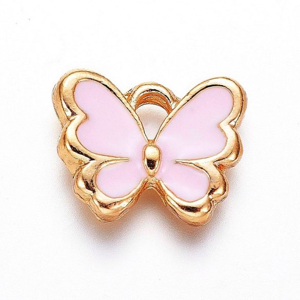 Pillangó, rózsaszín-arany, kb. 10x12 mm (2 db)