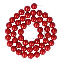   Shell Pearl alapanyagszál, vörös, golyós, 8 mm, kb. 40 cm (A)