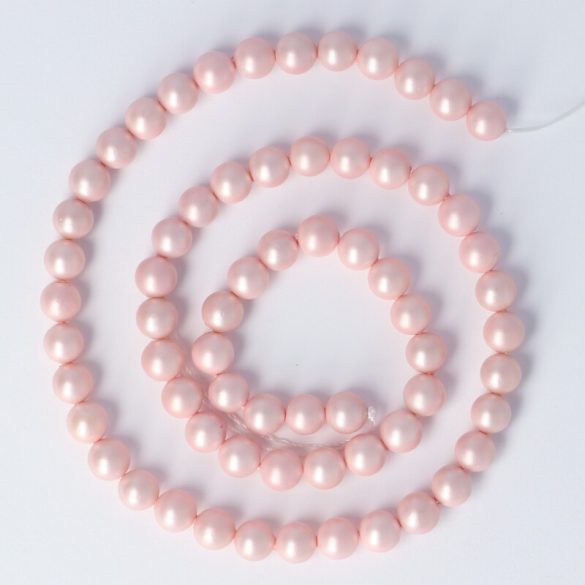 Shell Pearl alapanyagszál, rózsaszín, matt, golyós, 6 mm, kb. 38 cm