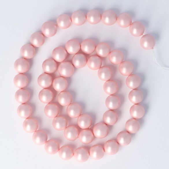 Shell Pearl alapanyagszál, rózsaszín, matt, golyós, 8 mm, kb. 38 cm