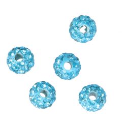 Shamballa golyó, kék, 6 mm (5 db)