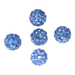Shamballa golyó, kék, 8 mm (5 db)