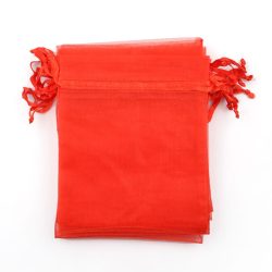 Organza tasak, kb. 10x12 cm, piros (10 db)