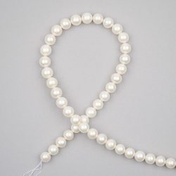   Kerek, fehér tenyésztett gyöngy alapanyagszál, 9-10 mm (AA) kb. 40 cm