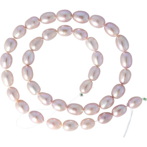 Rizsszemű, lila tenyésztett gyöngy alapanyagszál, 7,5-8 mm, kb. 40 cm