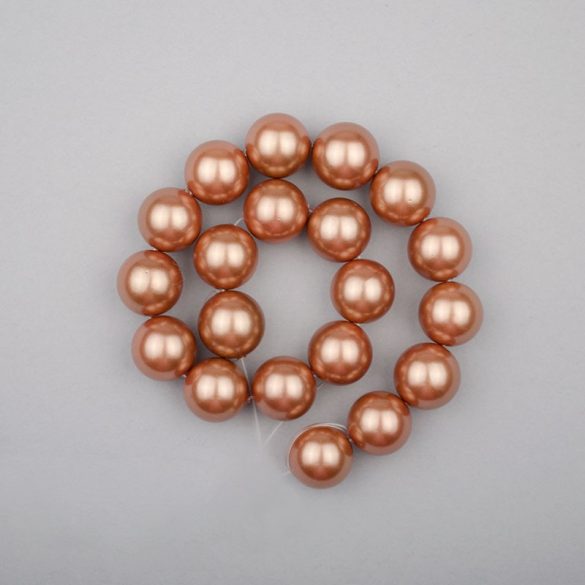 Shell pearl alapanyagszál, barna, golyós, 10 mm, 19 cm