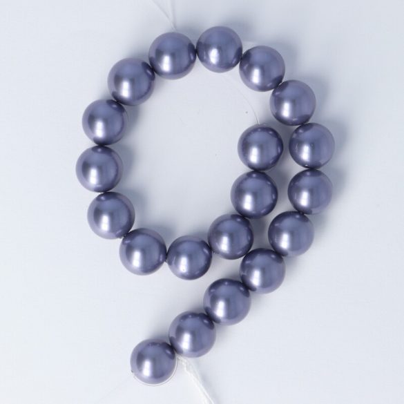 Shell pearl alapanyagszál, szürkéskék, golyós, 10 mm, 19 cm