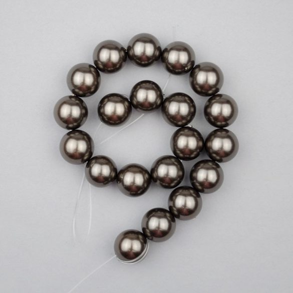 Shell pearl alapanyagszál, barnásszürke, golyós, 10 mm, 19 cm