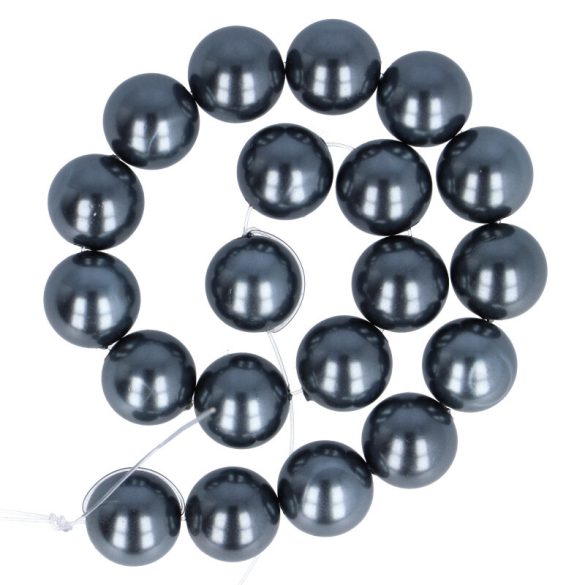 Shell pearl alapanyagszál, sötétszürke, golyós, 10 mm, 19 cm