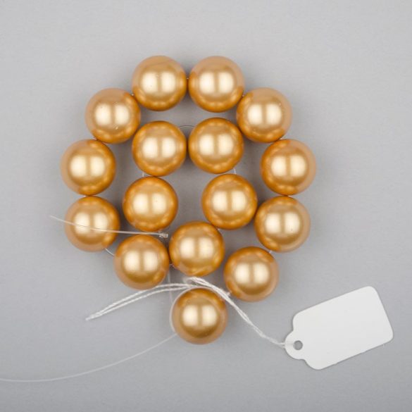 Shell pearl alapanyagszál, világosbarna, golyós, 12 mm, 19 cm