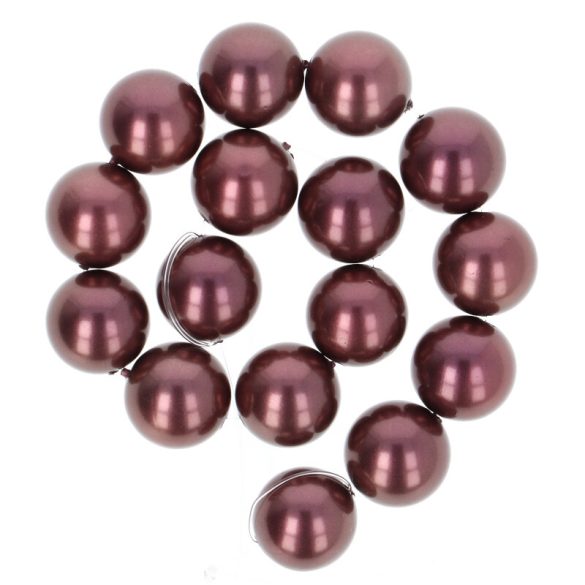 Shell pearl alapanyagszál, sötétlila, golyós, 12 mm, 19 cm