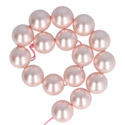   Shell pearl alapanyagszál, rózsaszín, golyós, 12 mm, 19cm