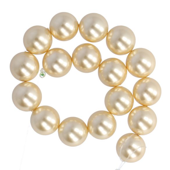 Shell pearl alapanyagszál, világossárga, golyós, 12 mm, 19 cm