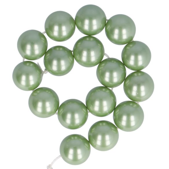 Shell pearl alapanyagszál, zöld, golyós, 12 mm, 19 cm