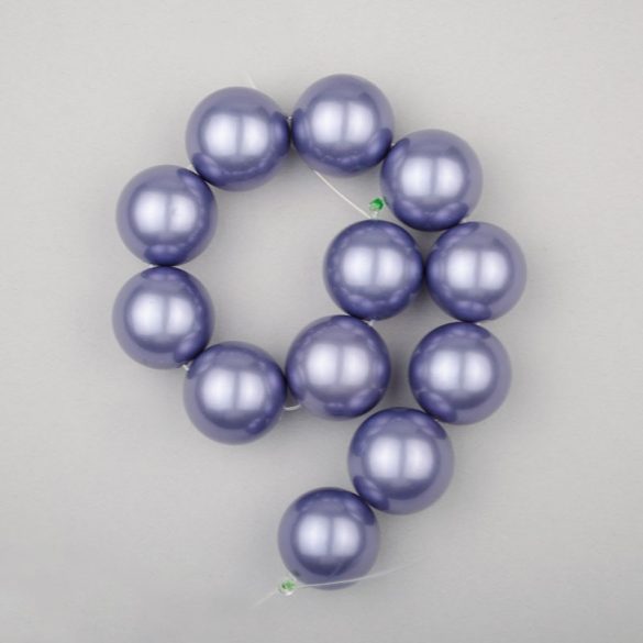 Shell pearl alapanyagszál, szürkéskék, golyós, 16 mm, 19 cm