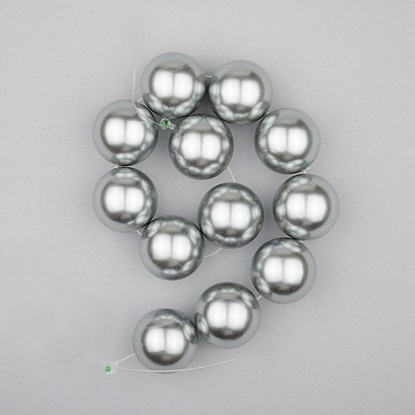 Shell pearl alapanyagszál, szürke, golyós, 16 mm, 19 cm