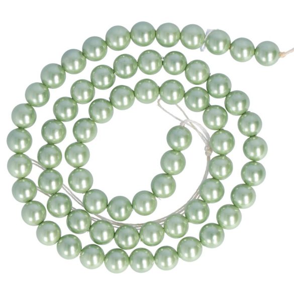Shell pearl alapanyagszál, zöld, golyós, 6 mm