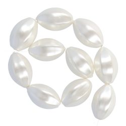 Shell pearl alapanyagszál, fehér, 6 lapú hordó, 19 mm