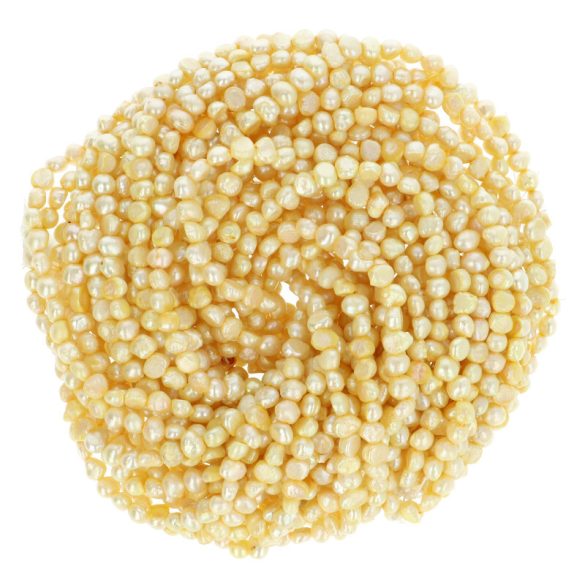 Potátó, színezett tenyésztett gyöngy alapanyagszál, 4-5 mm, citromsárga, kb. 40 cm