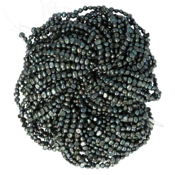 Potátó, színezett tenyésztett gyöngy alapanyagszál, 4-5 mm, zöldesszürke, kb. 40 cm